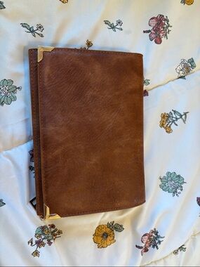 Urban Expressions Brown Leather Wallet with Gold Corner Accents